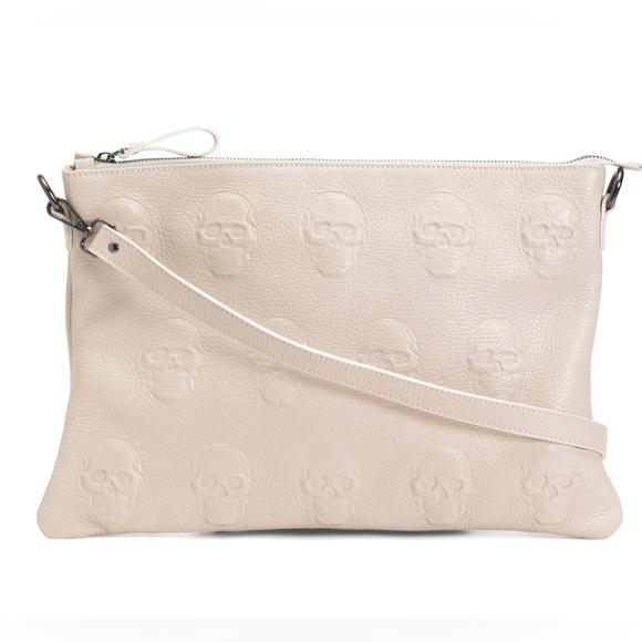 IOPELLE💀NWT💀 Made In Italy, Genuine Leather Multi Skull “Moose Latte”Crossbody - Picture 3 of 12